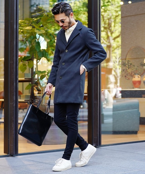 jiggys shop（ジギーズショップ）の「ウール混シングルコート チェスターコート（チェスターコート・メンズ・ネイビー/ブラック/ベージュ・MEDIUM/LARGE/X-LARGE）」の5枚目の写真