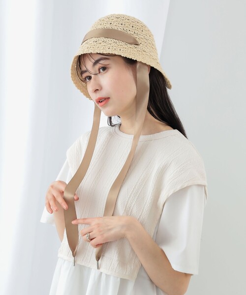 Ray BEAMS(レイビームス)の「リボン クロシェ ハット(ハット・レディース・ナチュラル/ブラック・ONE SIZE)」の1枚目の写真