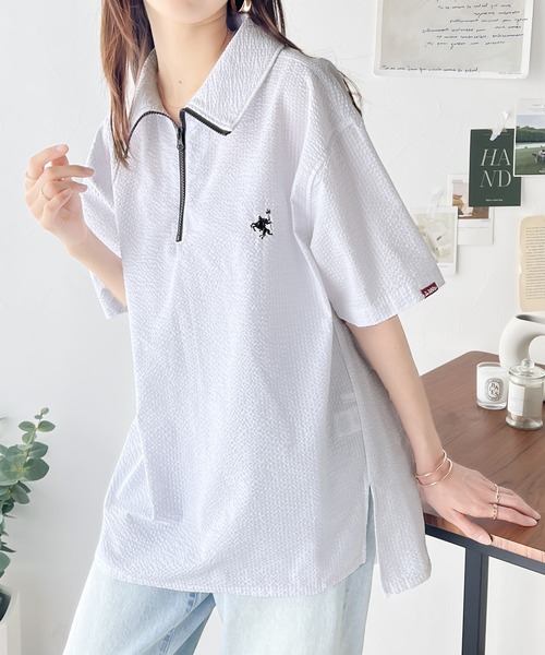 Java(ジャバ)の「《Javaジャバコラボ》一点投入で好印象コーデ。ワンポイント刺繍サッカー素材ハーフジッププルオーバー(Tシャツ/カットソー・レディース・モカ/アイボリー/ブルー/ネイビー系/オフホワイト・LARGE/MEDIUM/SMALL/X-LARGE)」の15枚目の写真