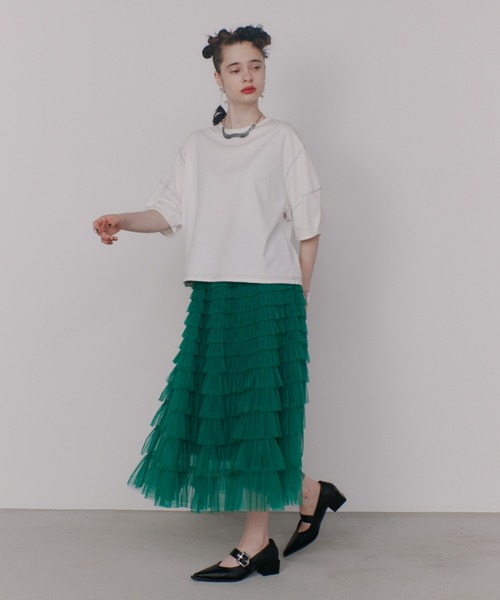 manana suerte グレー チュールスカート manana suerte（マニャーナスエルテ）｜スカート一覧 - WEAR