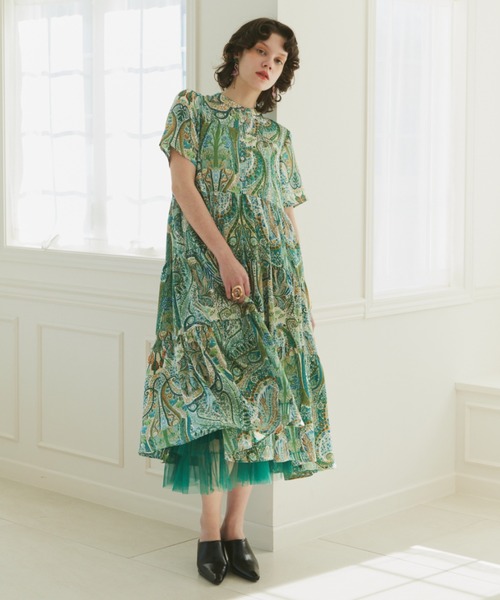 manana suerte（マニャーナスエルテ）の「チュールレースティアードロングスカート（スカート・レディース・ブラック/ベージュ/オフホワイト/ブルー/グリーン・FREE）」の7枚目の写真