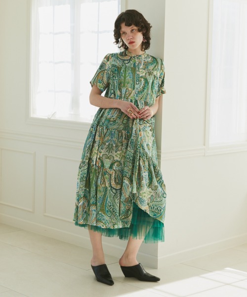 manana suerte（マニャーナスエルテ）の「チュールレースティアードロングスカート（スカート・レディース・ブラック/ベージュ/オフホワイト/ブルー/グリーン・FREE）」の8枚目の写真