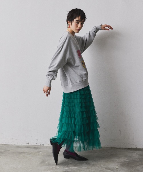 manana suerte（マニャーナスエルテ）の「チュールレースティアードロングスカート（スカート・レディース・ブラック/ベージュ/オフホワイト/ブルー/グリーン・FREE）」の17枚目の写真