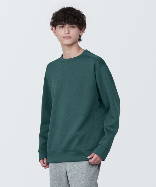 無印良品(ムジルシリョウヒン)の「〔MUJI WALKER〕紳士 UVカット乾きやすいスウェットシャツ(スウェット・メンズ・ダークグリーン/グレー系1/ブラック/オフホワイト・S/XL/L/M)」の1枚目の写真