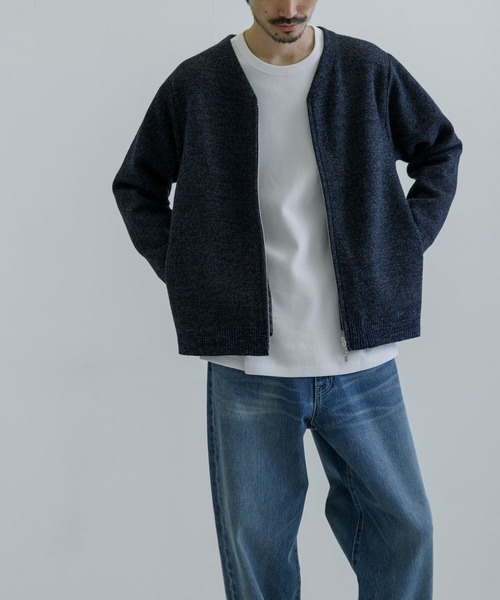 【極美品】チルコロ カーディガン メランジ ウール ネイビー系 メンズ Sサイズ 極美品】チルコロ カーディガン メランジ ウール ネイビー系 メンズ S