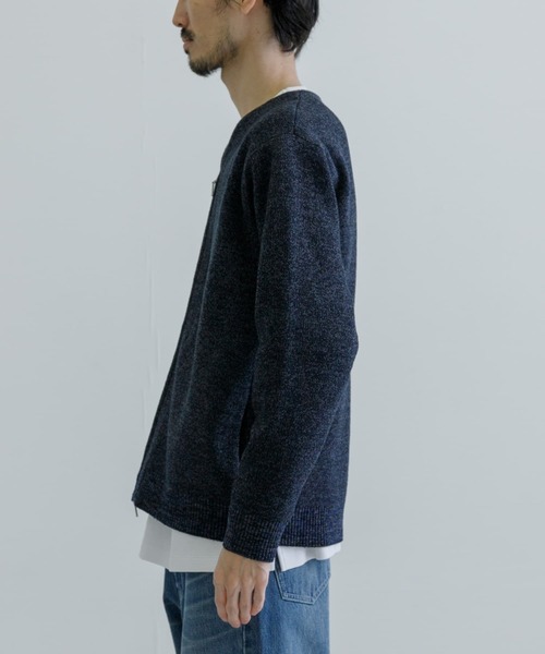 【極美品】チルコロ カーディガン メランジ ウール ネイビー系 メンズ Sサイズ URBAN RESEARCH（アーバンリサーチ）の「メランジZIPカーディガン