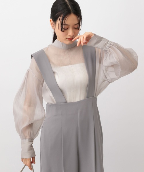 A part by(アパートバイ)の「シアースタンドブラウス(シャツ/ブラウス・レディース・グレー系その他/ピンク系その他・FREE)」の1枚目の写真