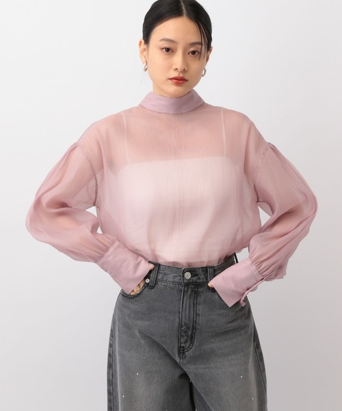 A part by(アパートバイ)の「シアースタンドブラウス(シャツ/ブラウス・レディース・グレー系その他/ピンク系その他・FREE)」の9枚目の写真