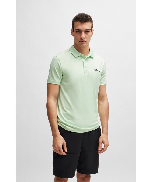 【新品タグ付き】HUGO BOSS グラデーション 半袖 ポロシャツ Sサイズ HUGO BOSS ヒューゴボス ポロシャツ メンズ 襟袖ライン 半袖
