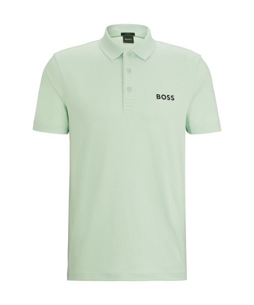 【新品タグ付き】HUGO BOSS グラデーション 半袖 ポロシャツ Sサイズ セール】コントラストロゴ グラデーションジャカード ポロシャツ