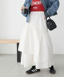 膨れジャガード アシメティアードスカート