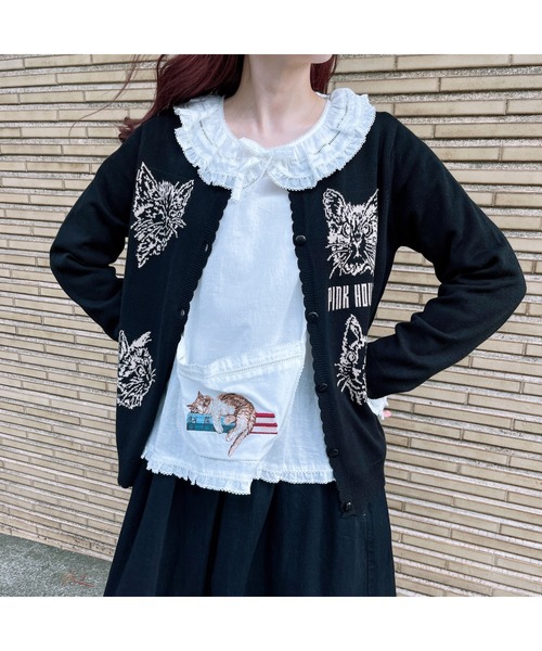 書斎の猫たち刺繍入りローンブラウス 【公式通販】