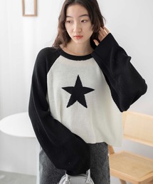 WEGO | ★WEGO/【24年春夏新作】スターラグランジャガードニット(ニット/セーター)