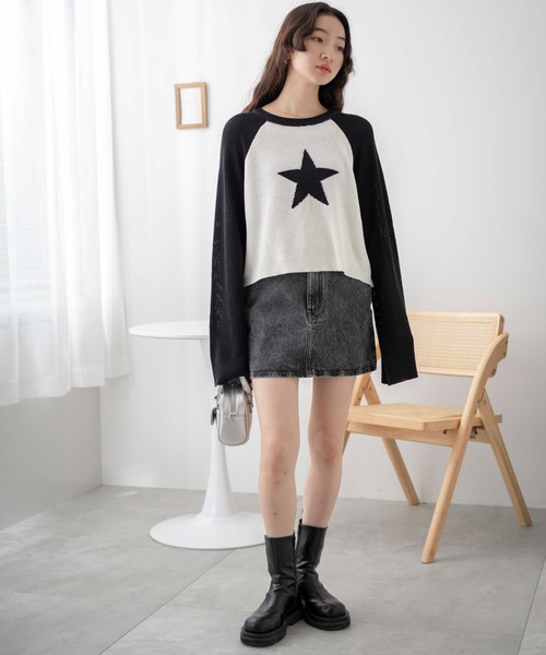 WEGO(ウィゴー)の「■■■WEGO/スターラグランジャガードニット■■■(ニット/セーター・レディース・ブラック系その他/ホワイト・FREE)」の4枚目の写真