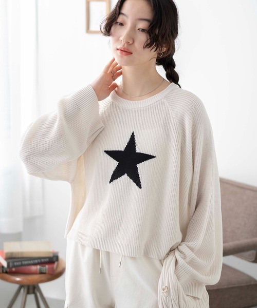 WEGO(ウィゴー)の「■■■WEGO/スターラグランジャガードニット■■■(ニット/セーター・レディース・ブラック系その他/ホワイト・FREE)」の7枚目の写真