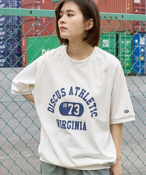 DISCUS ATHLETIC（ディスカス　アスレチック）の「DISCUS ATHLETIC/ディスカス アスレチック VIRGINIA 1973 カレッジロゴ フレンチテリーラグラン半袖スウェット（スウェット・メンズ・オフホワイト/ブラック/オートミール/ライトグリーン・XL/L/M）」の3枚目の写真