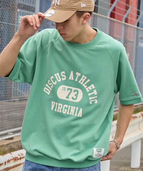 DISCUS ATHLETIC（ディスカス　アスレチック）の「DISCUS ATHLETIC/ディスカス アスレチック VIRGINIA 1973 カレッジロゴ フレンチテリーラグラン半袖スウェット（スウェット・メンズ・オフホワイト/ブラック/オートミール/ライトグリーン・XL/L/M）」の4枚目の写真