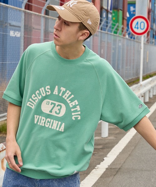 DISCUS ATHLETIC（ディスカス　アスレチック）の「DISCUS ATHLETIC/ディスカス アスレチック VIRGINIA 1973 カレッジロゴ フレンチテリーラグラン半袖スウェット（スウェット・メンズ・オフホワイト/ブラック/オートミール/ライトグリーン・XL/L/M）」の19枚目の写真