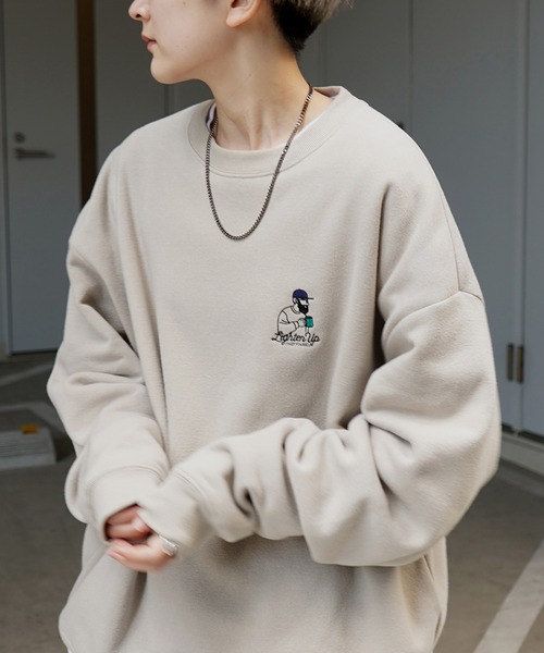 ILL'S（イルズ）の「ワンポイント刺繍ロゴ おじ / デイリーウォーキング ビッグシルエット プルオーバースウェット カットソー ユニセックス【ILL’S】（スウェット・メンズ・グレー系その他2/グレー系その他3/グレー系その他4/グレー系その他5/グリーン系その他/グリーン/グレー/チャコールグレー/ブラック系その他/グレー系その他6/ブラック系その他3/ブラック/グレー系その他/ブラック系その他2/ベージュ・S/M/L/XL）」の13枚目の写真