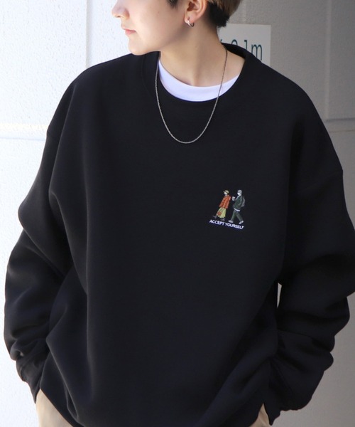 ILL'S（イルズ）の「ワンポイント刺繍ロゴ おじ / デイリーウォーキング ビッグシルエット プルオーバースウェット カットソー ユニセックス【ILL’S】（スウェット・メンズ・グレー系その他2/グレー系その他3/グレー系その他4/グレー系その他5/グリーン系その他/グリーン/グレー/チャコールグレー/ブラック系その他/グレー系その他6/ブラック系その他3/ブラック/グレー系その他/ブラック系その他2/ベージュ・S/M/L/XL）」の3枚目の写真