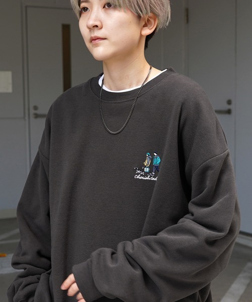 ILL'S（イルズ）の「ワンポイント刺繍ロゴ おじ / デイリーウォーキング ビッグシルエット プルオーバースウェット カットソー ユニセックス【ILL’S】（スウェット・メンズ・グレー系その他2/グレー系その他3/グレー系その他4/グレー系その他5/グリーン系その他/グリーン/グレー/チャコールグレー/ブラック系その他/グレー系その他6/ブラック系その他3/ブラック/グレー系その他/ブラック系その他2/ベージュ・S/M/L/XL）」の6枚目の写真