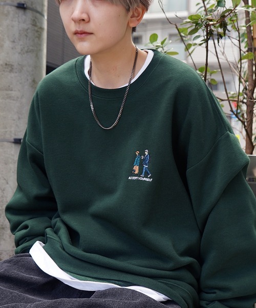 ILL'S（イルズ）の「ワンポイント刺繍ロゴ おじ / デイリーウォーキング ビッグシルエット プルオーバースウェット カットソー ユニセックス【ILL’S】（スウェット・メンズ・グレー系その他2/グレー系その他3/グレー系その他4/グレー系その他5/グリーン系その他/グリーン/グレー/チャコールグレー/ブラック系その他/グレー系その他6/ブラック系その他3/ブラック/グレー系その他/ブラック系その他2/ベージュ・S/M/L/XL）」の14枚目の写真