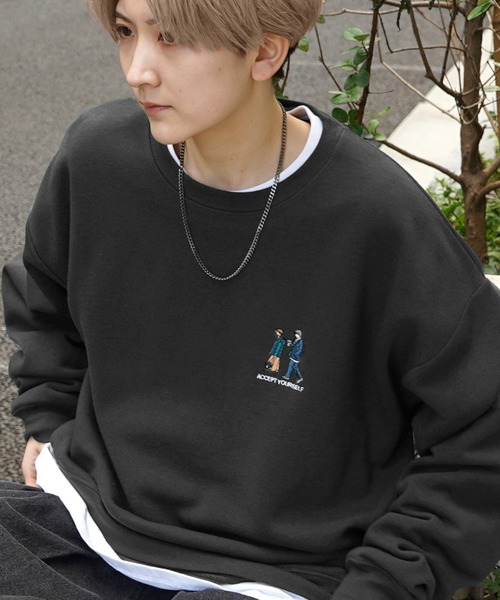 ILL'S（イルズ）の「ワンポイント刺繍ロゴ おじ / デイリーウォーキング ビッグシルエット プルオーバースウェット カットソー ユニセックス【ILL’S】（スウェット・メンズ・グレー系その他2/グレー系その他3/グレー系その他4/グレー系その他5/グリーン系その他/グリーン/グレー/チャコールグレー/ブラック系その他/グレー系その他6/ブラック系その他3/ブラック/グレー系その他/ブラック系その他2/ベージュ・S/M/L/XL）」の8枚目の写真