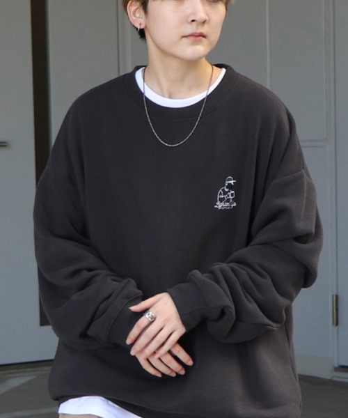 ILL'S（イルズ）の「ワンポイント刺繍ロゴ おじ / デイリーウォーキング ビッグシルエット プルオーバースウェット カットソー ユニセックス【ILL’S】（スウェット・メンズ・グレー系その他2/グレー系その他3/グレー系その他4/グレー系その他5/グリーン系その他/グリーン/グレー/チャコールグレー/ブラック系その他/グレー系その他6/ブラック系その他3/ブラック/グレー系その他/ブラック系その他2/ベージュ・S/M/L/XL）」の10枚目の写真