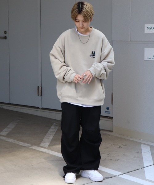 ILL'S（イルズ）の「ワンポイント刺繍ロゴ おじ / デイリーウォーキング ビッグシルエット プルオーバースウェット カットソー ユニセックス【ILL’S】（スウェット・メンズ・グレー系その他2/グレー系その他3/グレー系その他4/グレー系その他5/グリーン系その他/グリーン/グレー/チャコールグレー/ブラック系その他/グレー系その他6/ブラック系その他3/ブラック/グレー系その他/ブラック系その他2/ベージュ・S/M/L/XL）」の17枚目の写真