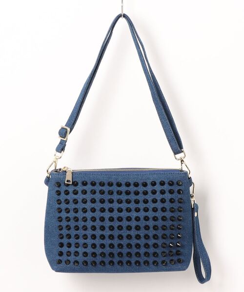 RiNc （リンク）の「【 GLAM JAM / グラムジャム 】 ONIスタッズ ショルダーポーチ / Mサイズ（ショルダーバッグ・レディース・グレー/ブルー/レッド/モカ/その他1/その他2/カーキ/ブルー系その他/ホワイト/ブラック系その他・M）」の2枚目の写真