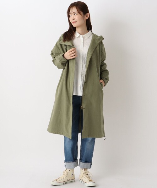 one'sterrace(ワンズテラス)の「花刺繍入り フード付きロングコート(その他アウター・レディース・ホワイト系9/カーキ系5・02)」の13枚目の写真