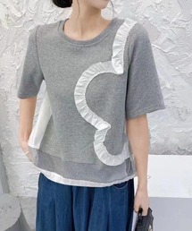 パッチワーク風半袖トップス