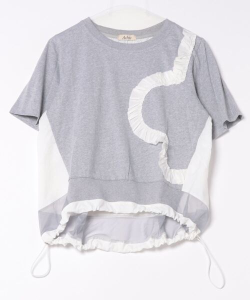 GEMEDA(ジェメダ)の「パッチワーク風半袖トップス(Tシャツ/カットソー・レディース・ホワイト/ライトグレー/ブラック・M)」の10枚目の写真