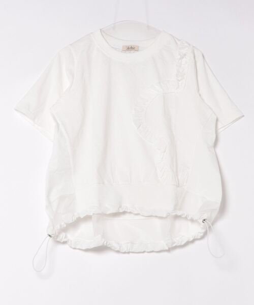 GEMEDA(ジェメダ)の「パッチワーク風半袖トップス(Tシャツ/カットソー・レディース・ホワイト/ライトグレー/ブラック・M)」の11枚目の写真