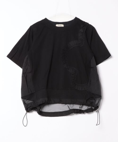 GEMEDA(ジェメダ)の「パッチワーク風半袖トップス(Tシャツ/カットソー・レディース・ホワイト/ライトグレー/ブラック・M)」の12枚目の写真