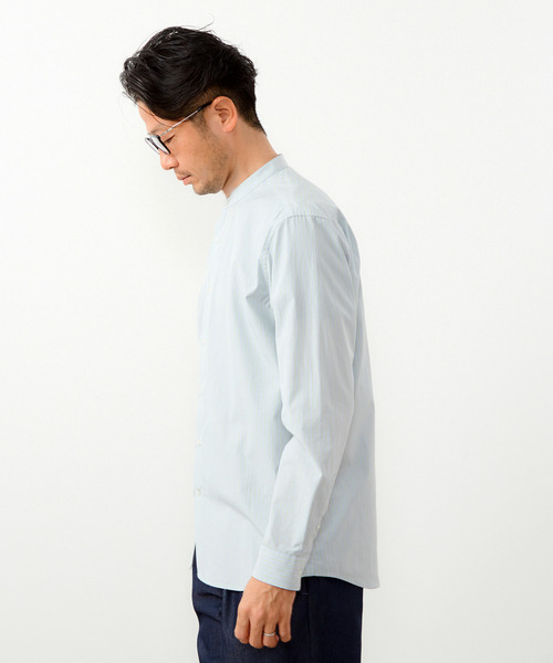 MEN'S MELROSE(メンズメルローズ)の「クラシックストライプバンドカラーシャツ(シャツ/ブラウス・メンズ・ブルー/ミント/ライトグレー・3/4/2)」の5枚目の写真