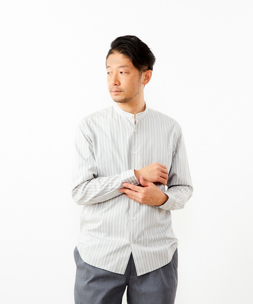 MEN'S MELROSE(メンズメルローズ)の「クラシックストライプバンドカラーシャツ(シャツ/ブラウス・メンズ・ブルー/ミント/ライトグレー・3/4/2)」の16枚目の写真