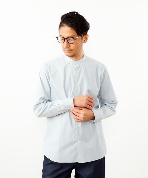 MEN'S MELROSE(メンズメルローズ)の「クラシックストライプバンドカラーシャツ(シャツ/ブラウス・メンズ・ブルー/ミント/ライトグレー・3/4/2)」の21枚目の写真