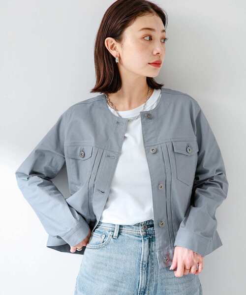 URBAN RESEARCH Sonny Label(アーバンリサーチサニーレーベル)の「ナチュラルストレッチノーカラーコットンジャケット(ノーカラージャケット・レディース・オフホワイト/ベージュ/グレー系その他・FREE)」の3枚目の写真