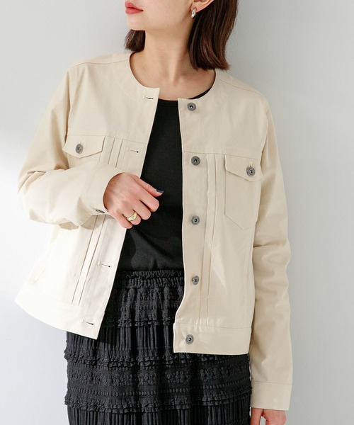 URBAN RESEARCH Sonny Label(アーバンリサーチサニーレーベル)の「ナチュラルストレッチノーカラーコットンジャケット(ノーカラージャケット・レディース・オフホワイト/ベージュ/グレー系その他・FREE)」の2枚目の写真