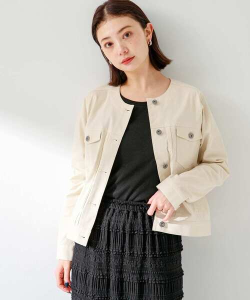 URBAN RESEARCH Sonny Label(アーバンリサーチサニーレーベル)の「ナチュラルストレッチノーカラーコットンジャケット(ノーカラージャケット・レディース・オフホワイト/ベージュ/グレー系その他・FREE)」の5枚目の写真