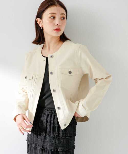 URBAN RESEARCH Sonny Label(アーバンリサーチサニーレーベル)の「ナチュラルストレッチノーカラーコットンジャケット(ノーカラージャケット・レディース・オフホワイト/ベージュ/グレー系その他・FREE)」の6枚目の写真