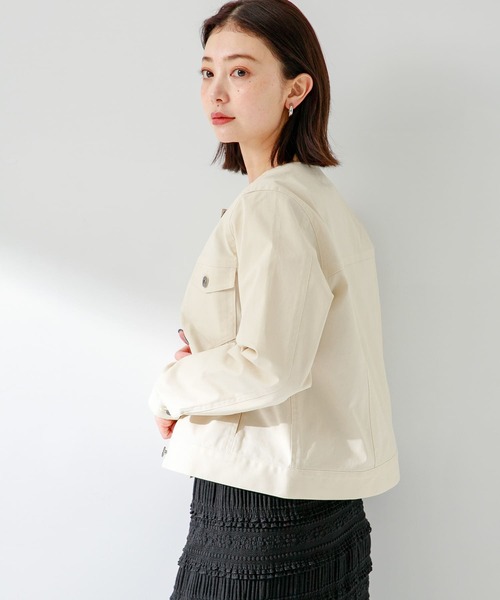 URBAN RESEARCH Sonny Label(アーバンリサーチサニーレーベル)の「ナチュラルストレッチノーカラーコットンジャケット(ノーカラージャケット・レディース・オフホワイト/ベージュ/グレー系その他・FREE)」の7枚目の写真