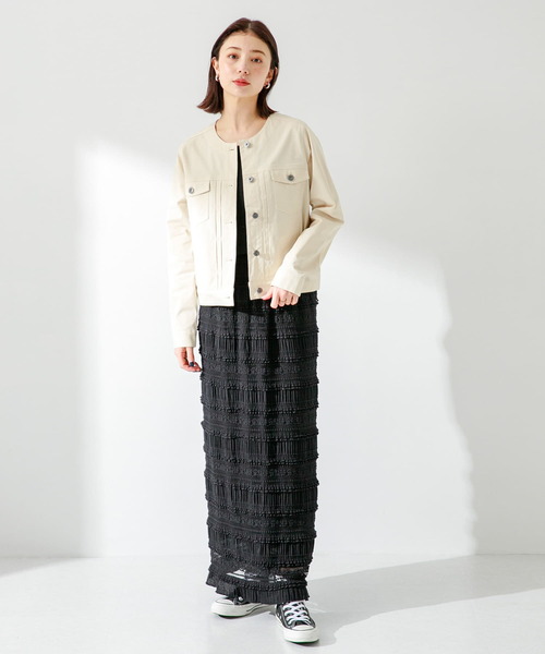 URBAN RESEARCH Sonny Label(アーバンリサーチサニーレーベル)の「ナチュラルストレッチノーカラーコットンジャケット(ノーカラージャケット・レディース・オフホワイト/ベージュ/グレー系その他・FREE)」の9枚目の写真