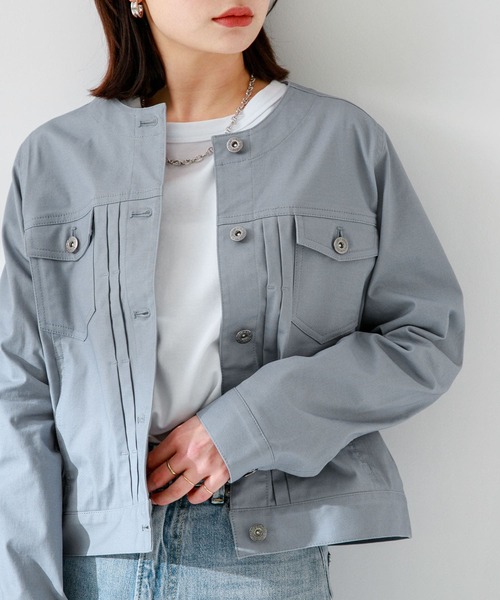 URBAN RESEARCH Sonny Label(アーバンリサーチサニーレーベル)の「ナチュラルストレッチノーカラーコットンジャケット(ノーカラージャケット・レディース・オフホワイト/ベージュ/グレー系その他・FREE)」の20枚目の写真