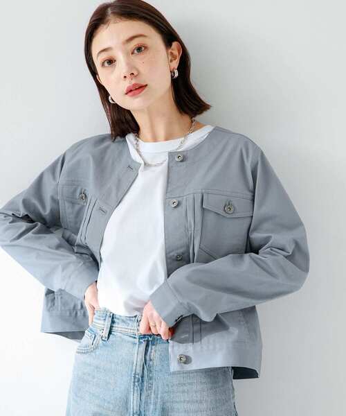 URBAN RESEARCH Sonny Label(アーバンリサーチサニーレーベル)の「ナチュラルストレッチノーカラーコットンジャケット(ノーカラージャケット・レディース・オフホワイト/ベージュ/グレー系その他・FREE)」の21枚目の写真
