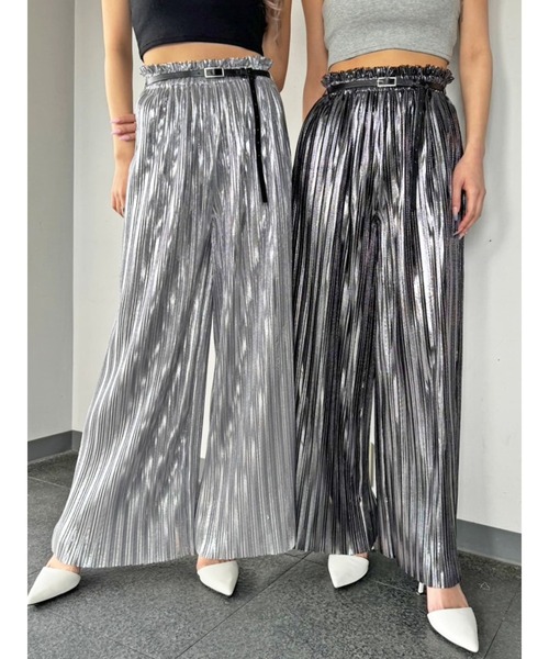 EGOIST（エゴイスト）の「シャイニープリーツワイドパンツ（その他パンツ・レディース・ブラック/シルバー・FREE）」の3枚目の写真