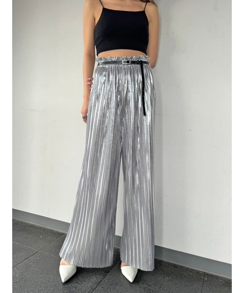 EGOIST（エゴイスト）の「シャイニープリーツワイドパンツ（その他パンツ・レディース・ブラック/シルバー・FREE）」の9枚目の写真