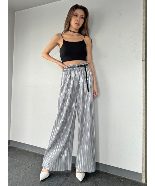 EGOIST（エゴイスト）の「シャイニープリーツワイドパンツ（その他パンツ・レディース・ブラック/シルバー・FREE）」の10枚目の写真