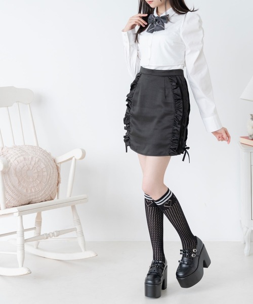 DearMyLoveRose(ディアマイラブローズ)の「サイドフリルレースアップタイトスカート(スカート・レディース・ブラック/ベビーピンク/グレー・MEDIUM/LARGE/LL/3L)」の17枚目の写真